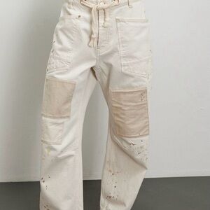 We The Free Cream Moxie Barrel Jeans Paint Accents